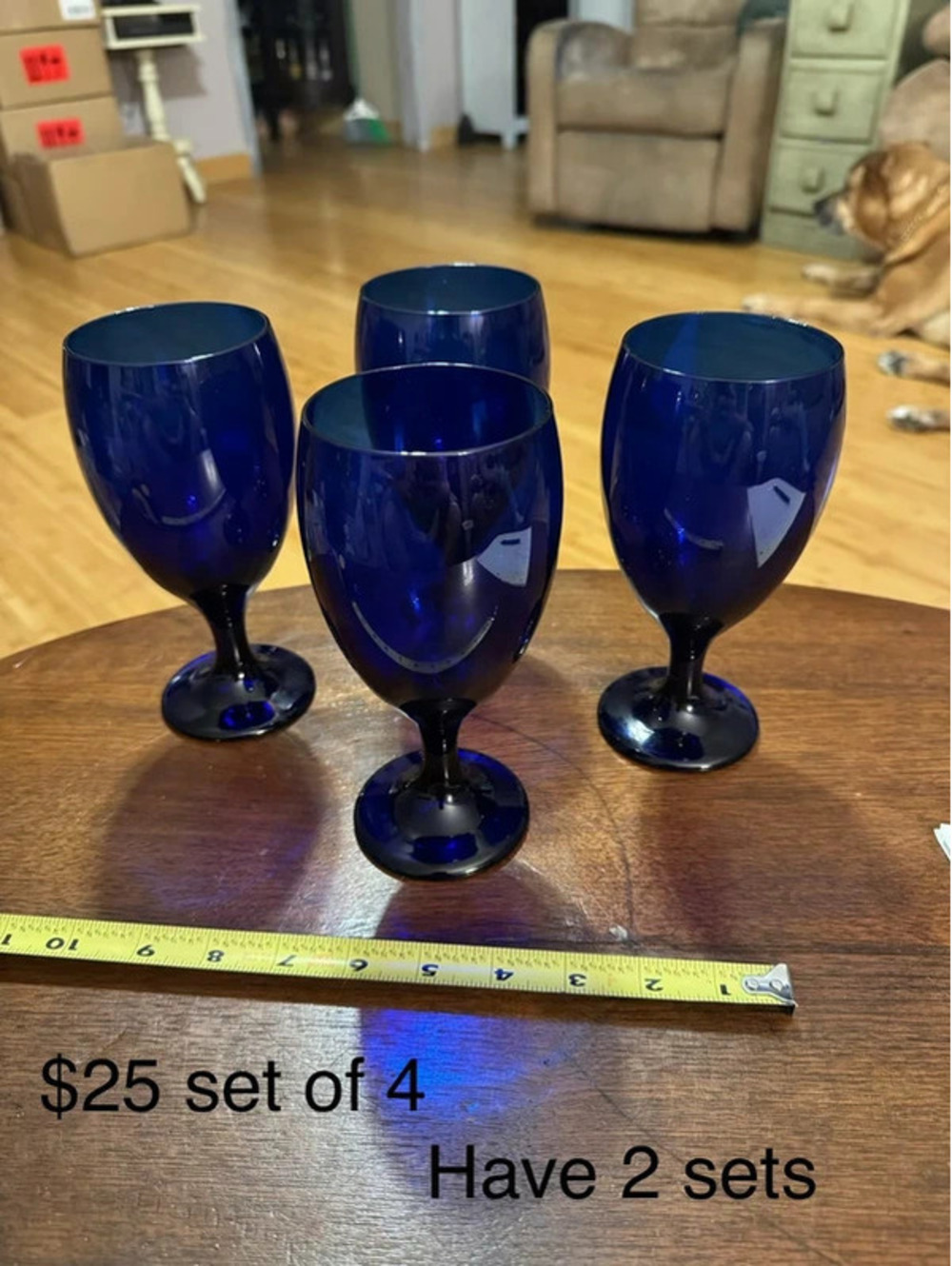 Cobalt blue wine glass set of 4